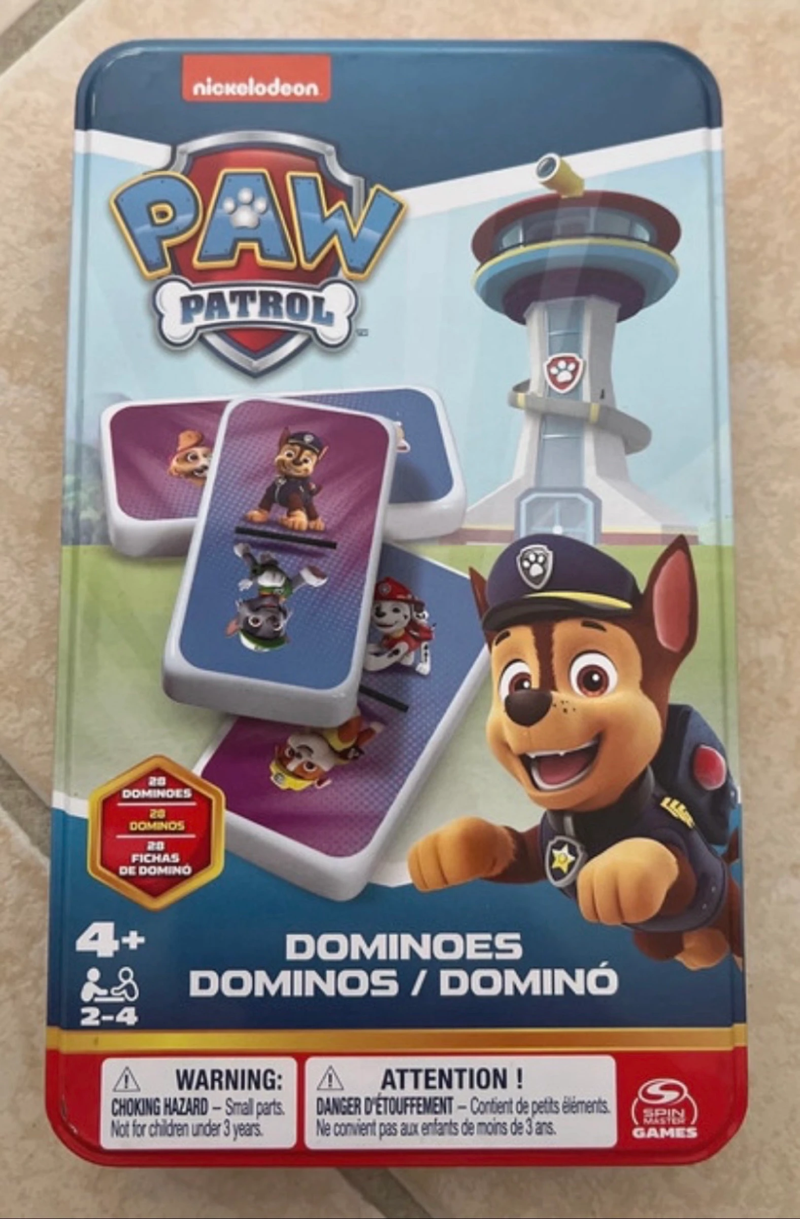 Jeu de dominos Pat’ Patrouille (Paw Patrol) – Boîte métal
